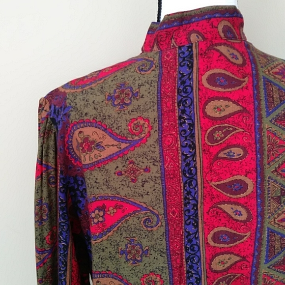 Vintge Robbie Sport Paisley Floral Blouse and Maxi Skirt Set 8  Red Blue - Picture 12 of 16